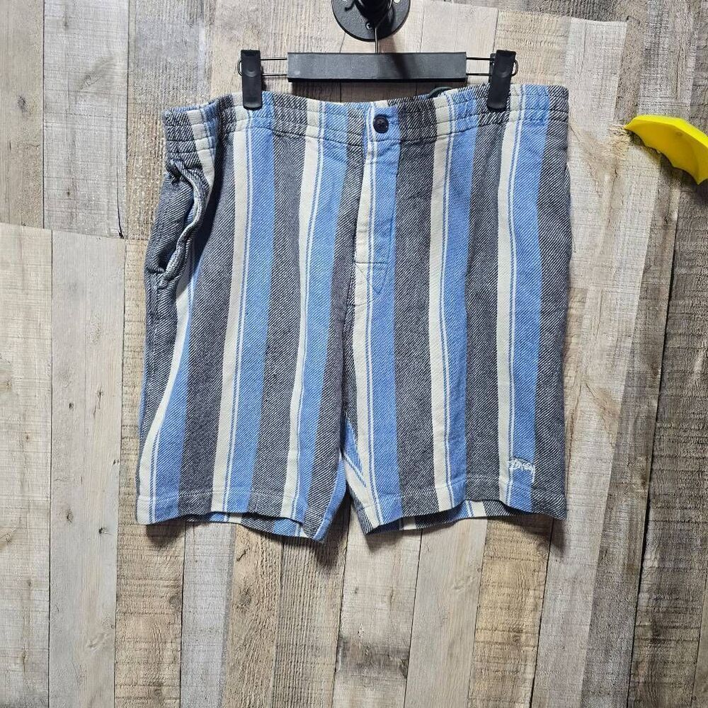 Stussy Woven Stripe Baja Shorts Small Streetwear Coastal Beach